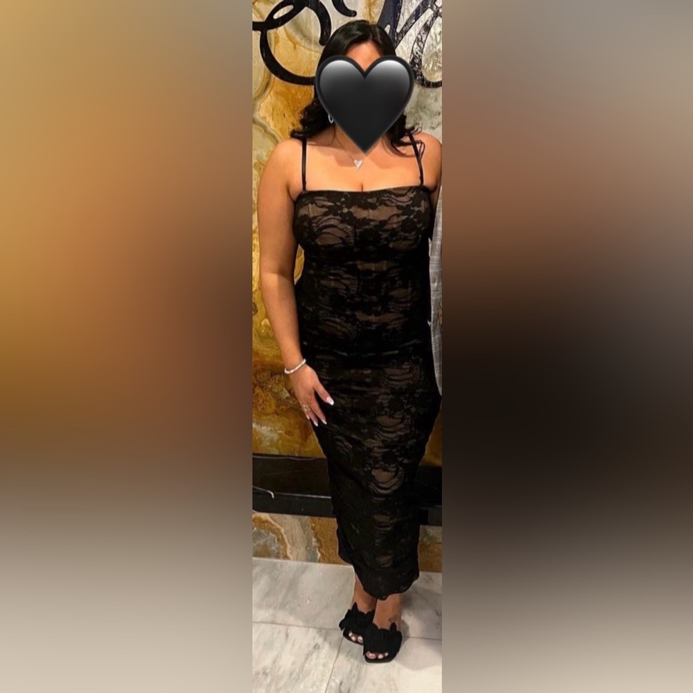 Black lace Midi Dress